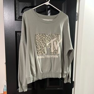 MTV Gray Leopard Print Sweatshirt